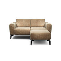 Zweisitzer inkl. Hocker in Samt Sandfarben  - Sandfarben/Schwarz, Design, Textil/Metall (180/86/86-94cm) - SENSOO