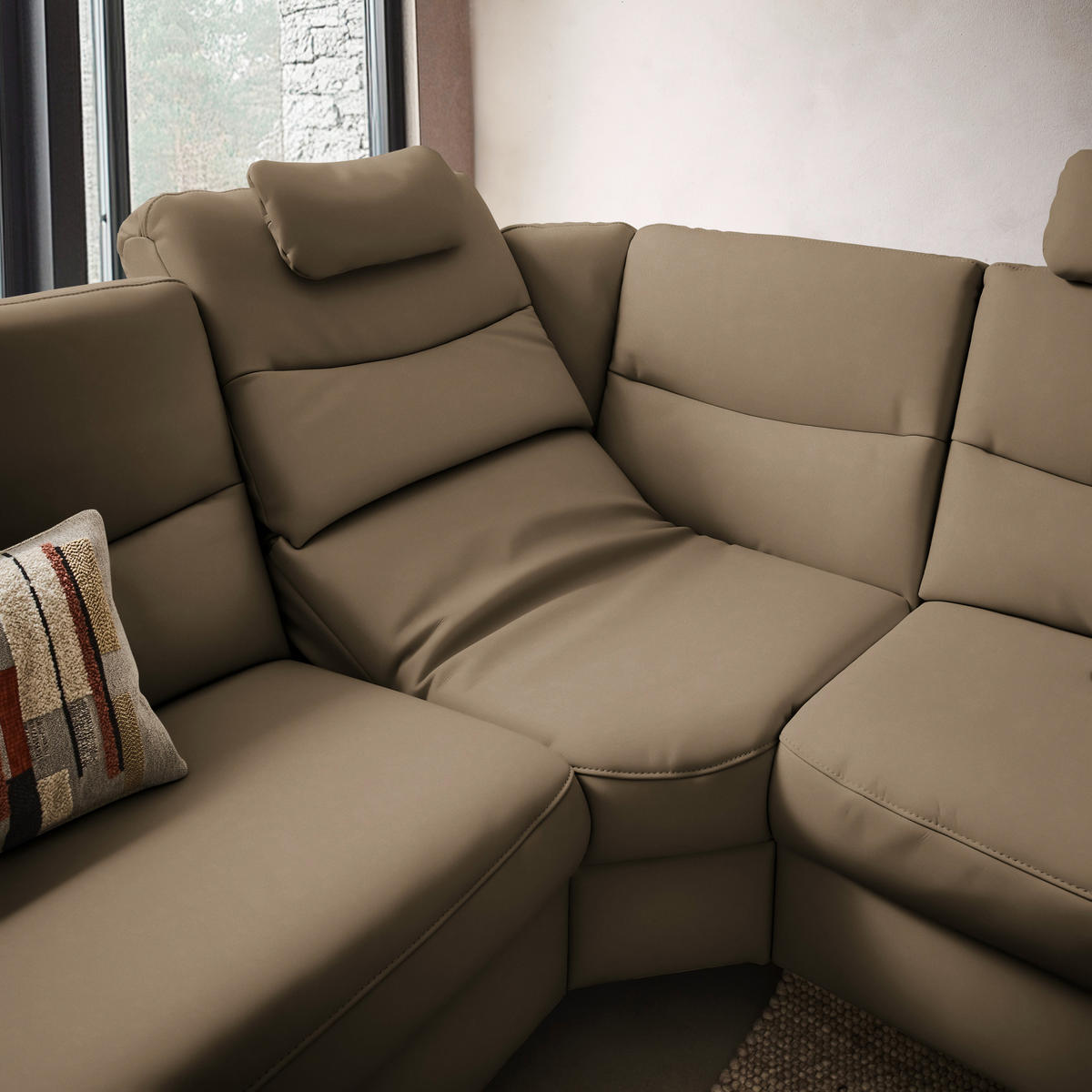 ECKSOFA  in Echtleder Cappuccino  280/249 cm  - Anthrazit/Cappuccino, Design, Leder/Metall (280/249cm) - Himolla Komfortklass