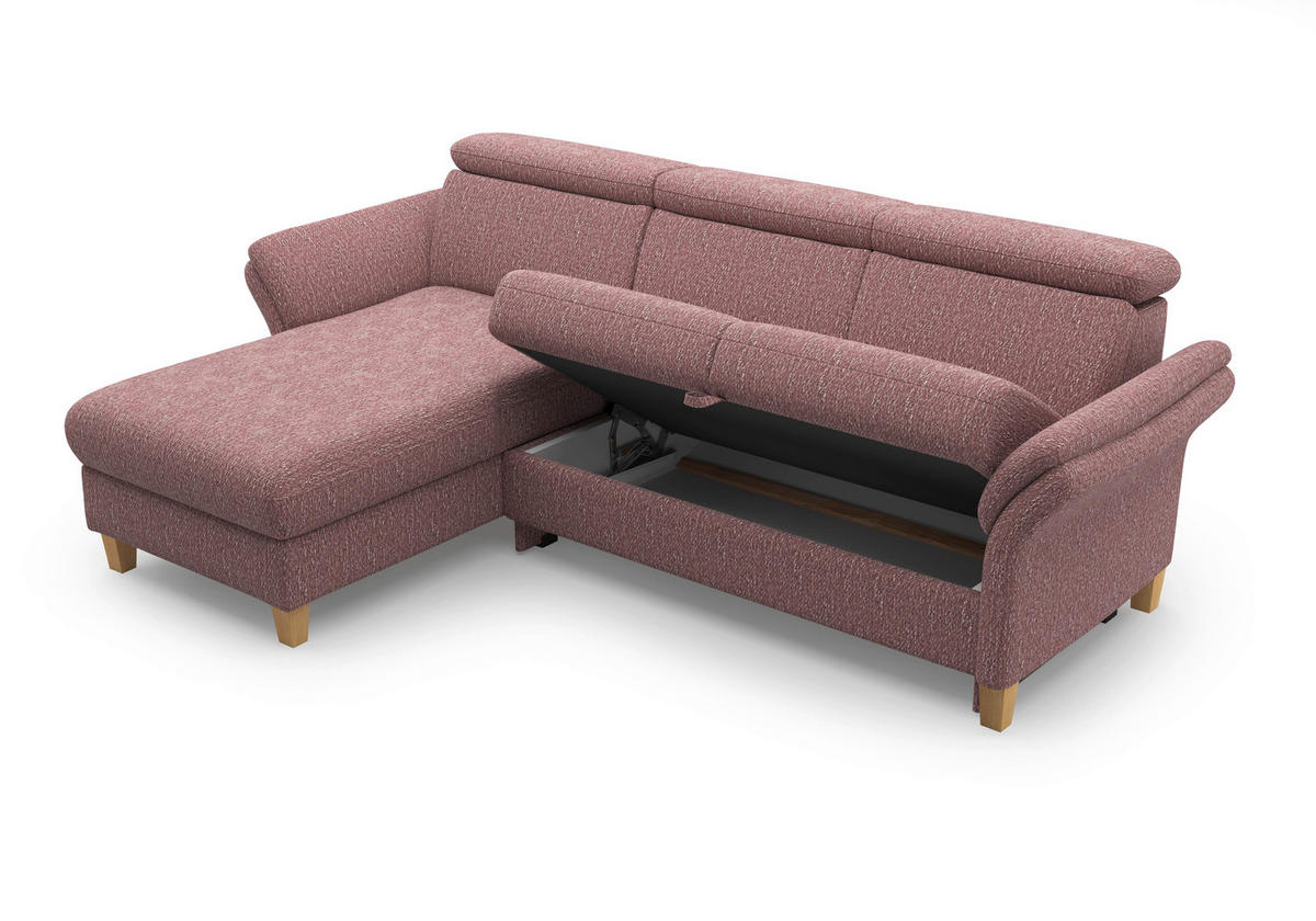ECKSOFA GLENDALE E Aubergine Chenille  - Eichefarben/Aubergine, KONVENTIONELL, Holz/Textil (166/253cm) - Sit & More