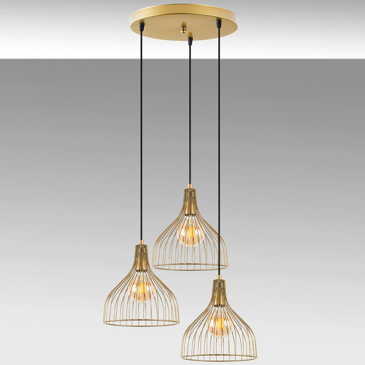 HÄNGELEUCHTE 49/121 cm   - Goldfarben, Design, Metall (49/121cm) - P & B
