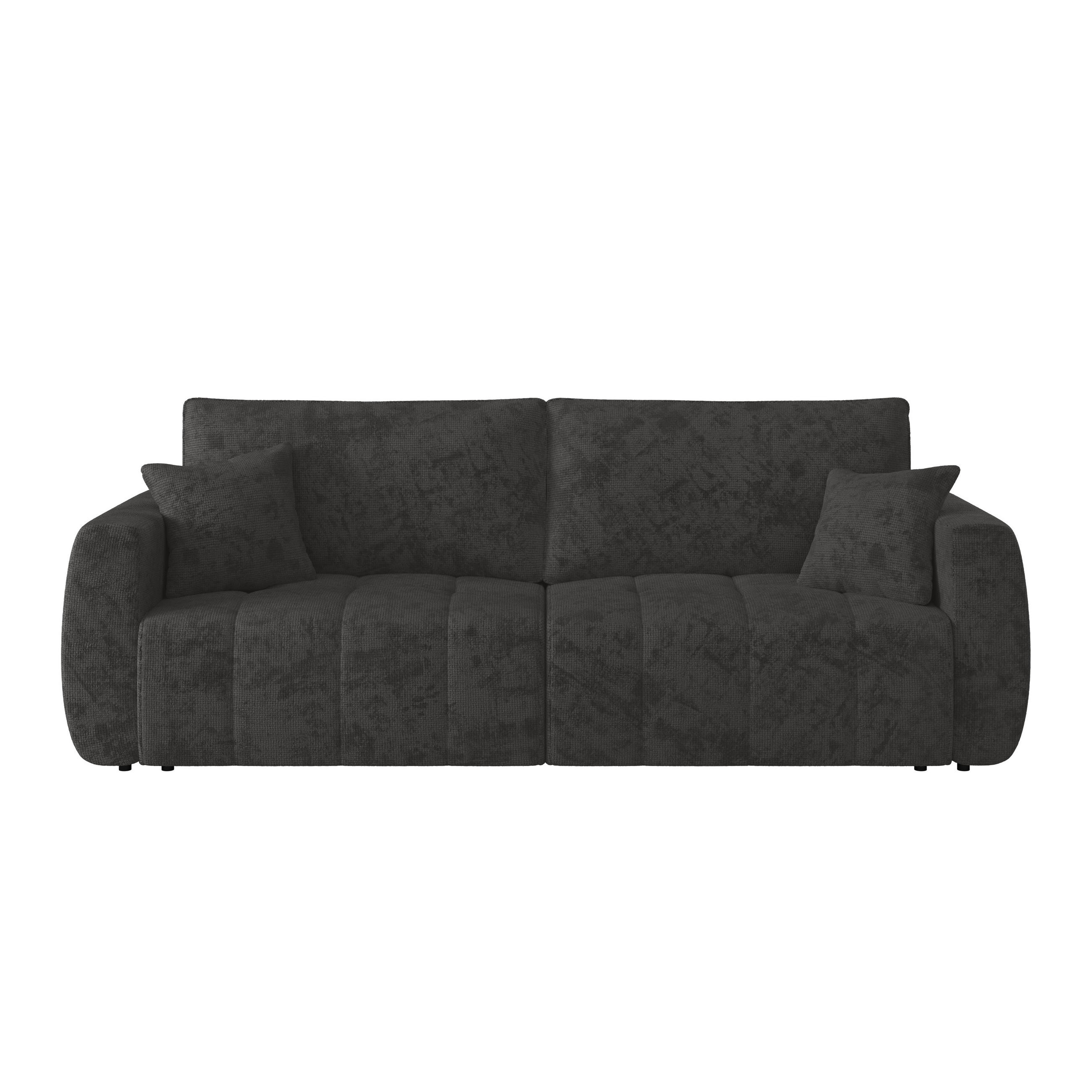 SCHLAFSOFA  mit Stoffauswahl Webstoff Graphitfarben  - Schwarz/Graphitfarben, MODERN, Holz/Textil (245/74-90/104cm) - MID.YOU