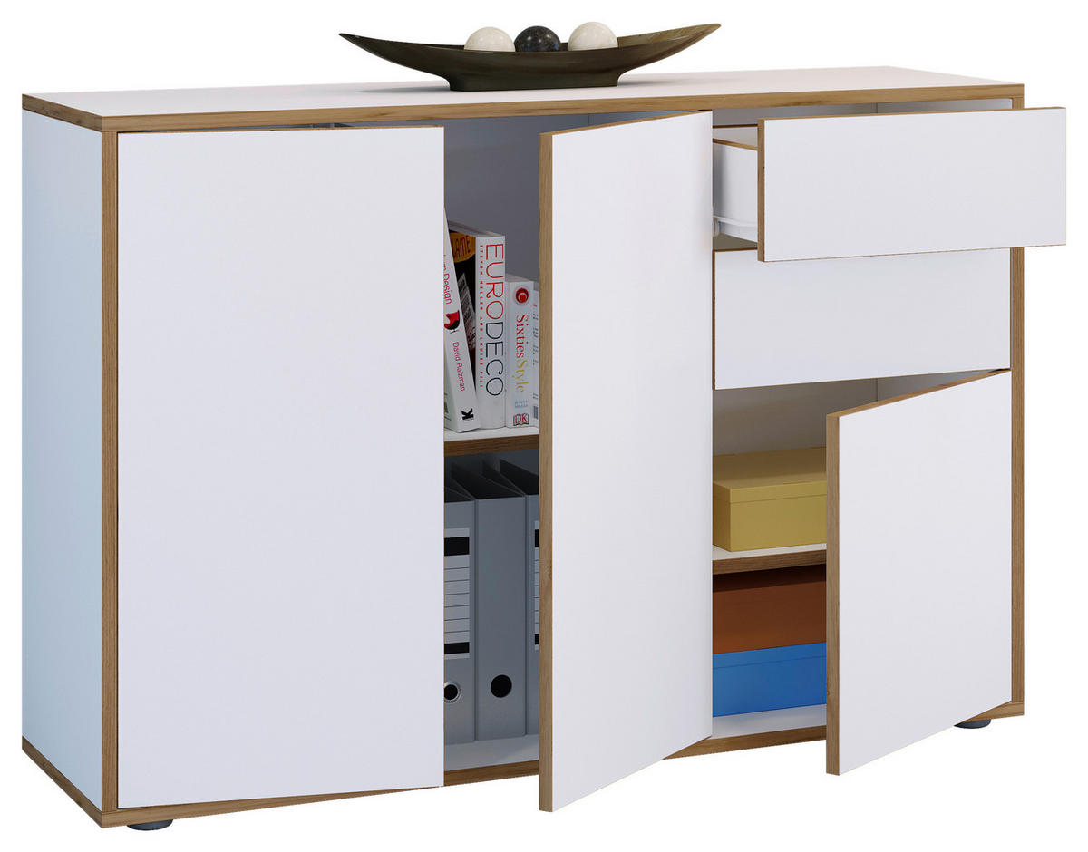 KOMMODE Salia  in 110/74/33 cm  - Honigeiche/Schwarz, Design, Holzwerkstoff/Kunststoff (110/74/33cm) - MID.YOU