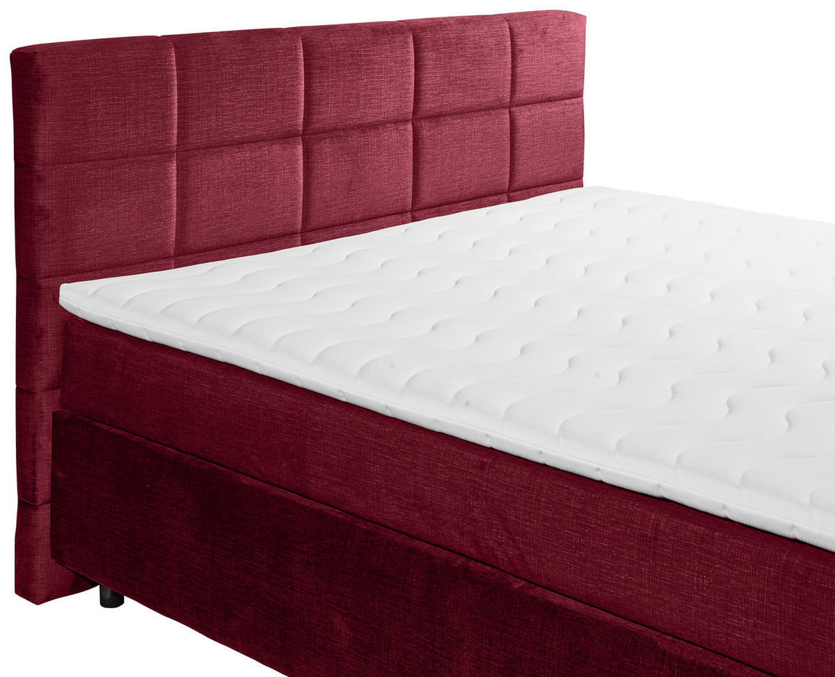 BOXSPRINGBETT 180/200 cm  in Bordeaux  - Bordeaux/Schwarz, Design, Holzwerkstoff/Kunststoff (180/200cm) - Xora