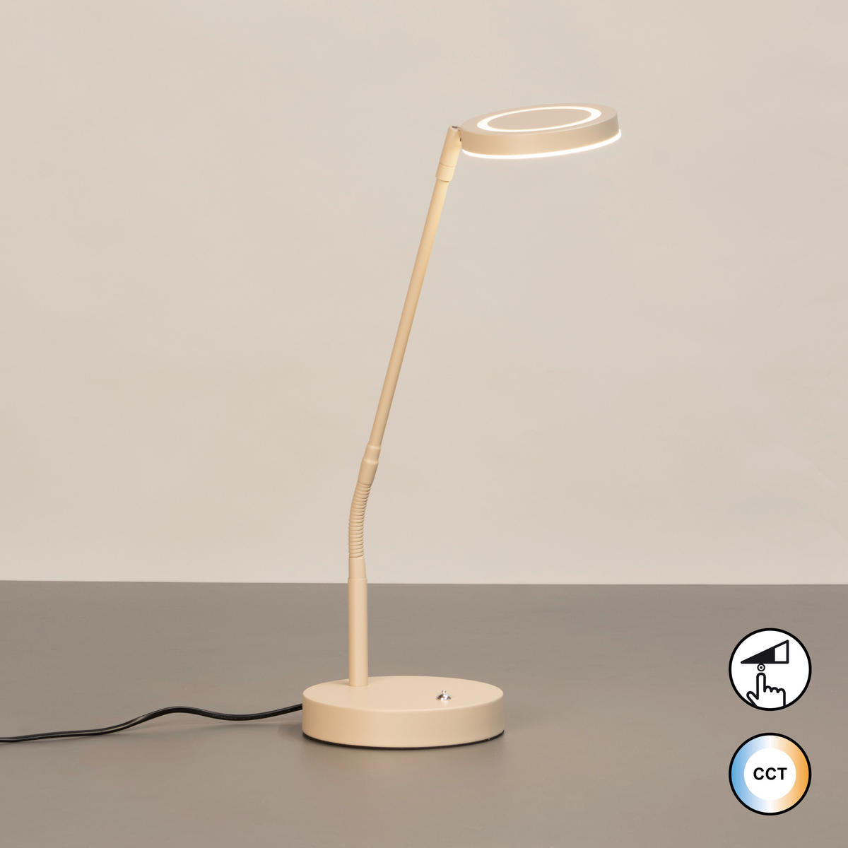 LED-TISCHLEUCHTE Sorento 16/48/36 cm   - Sandfarben, Design, Metall (16/48/36cm) - Fischer & Honsel
