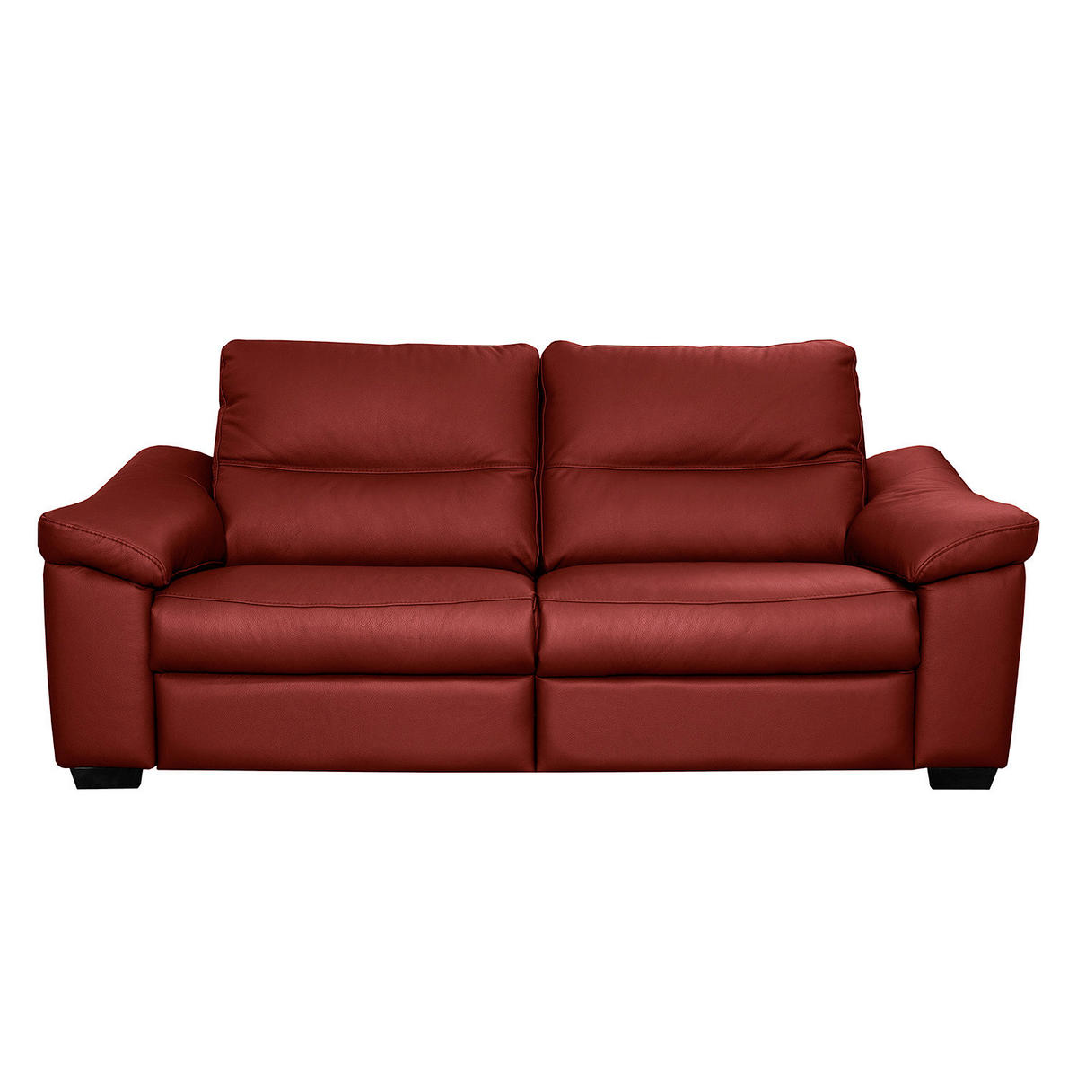 2,5-SITZER  in Echtleder Rot   - Rot/Schwarz, Design, Leder/Holz (214/97/97cm) - Livetastic
