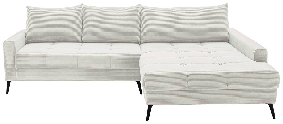 ECKSOFA Naturfarben Cord  - Schwarz/Naturfarben, KONVENTIONELL, Textil/Metall (280/173cm) - Hom`in