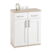 KOMMODE in Eichefarben, Weiß - Eichefarben/Silberfarben, LIFESTYLE, Holzwerkstoff/Kunststoff (76/91/38cm) - XORA