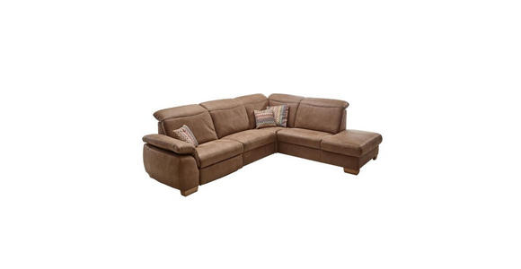ECKSOFA Braun Mikrofaser - Beige/Buchefarben, KONVENTIONELL, Textil (299/245cm) - Voleo