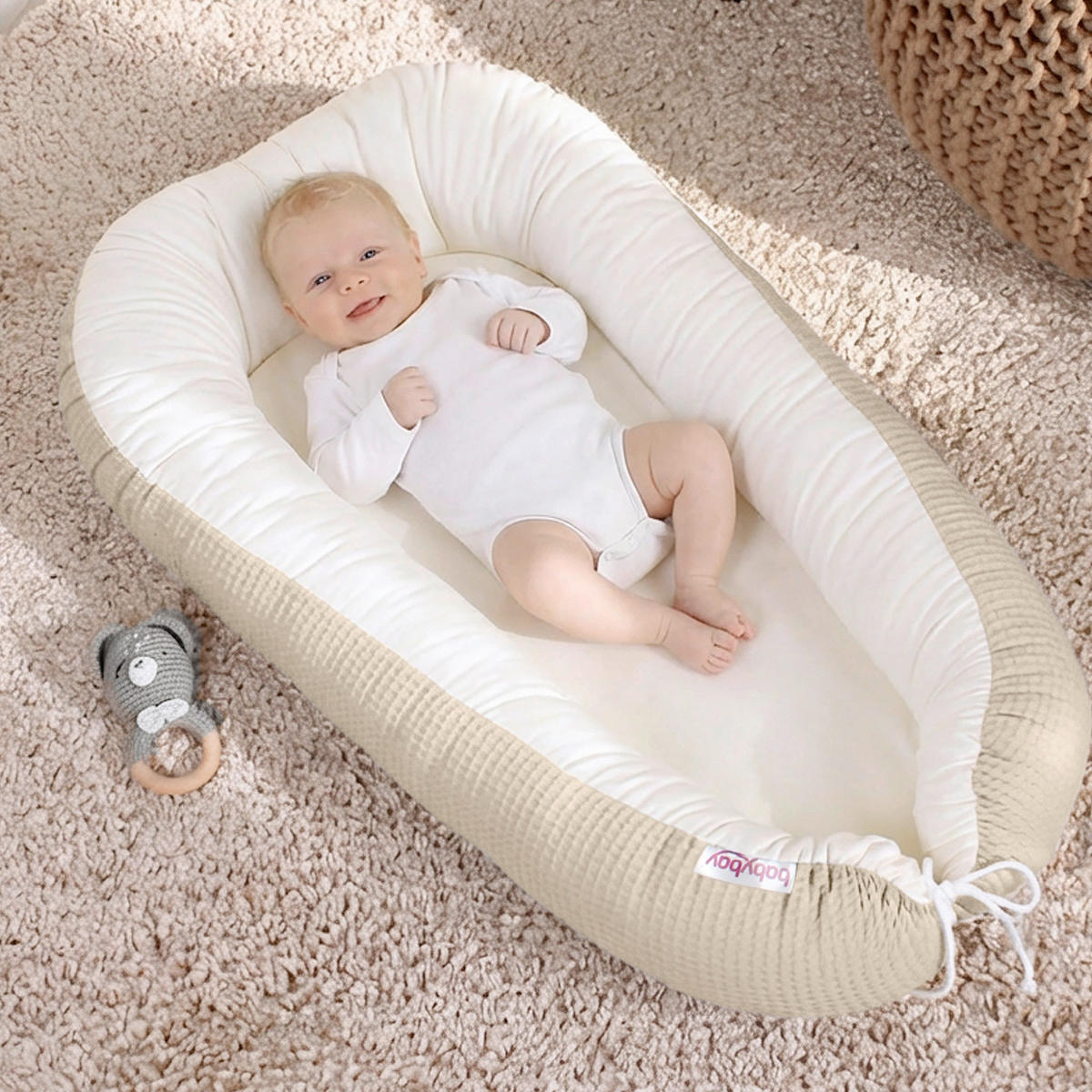 KUSCHELNEST babybay Kuschelnest Waffelpiqué  90/50/13 cm   - Sandfarben, Basics, Textil (90/50/13cm) - Babybay