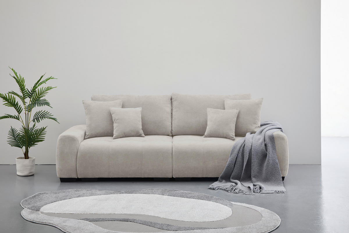 BIGSOFA Chenille Naturfarben  - Dunkelbraun/Naturfarben, KONVENTIONELL, Kunststoff/Textil (250/100/90cm) - Carryhome