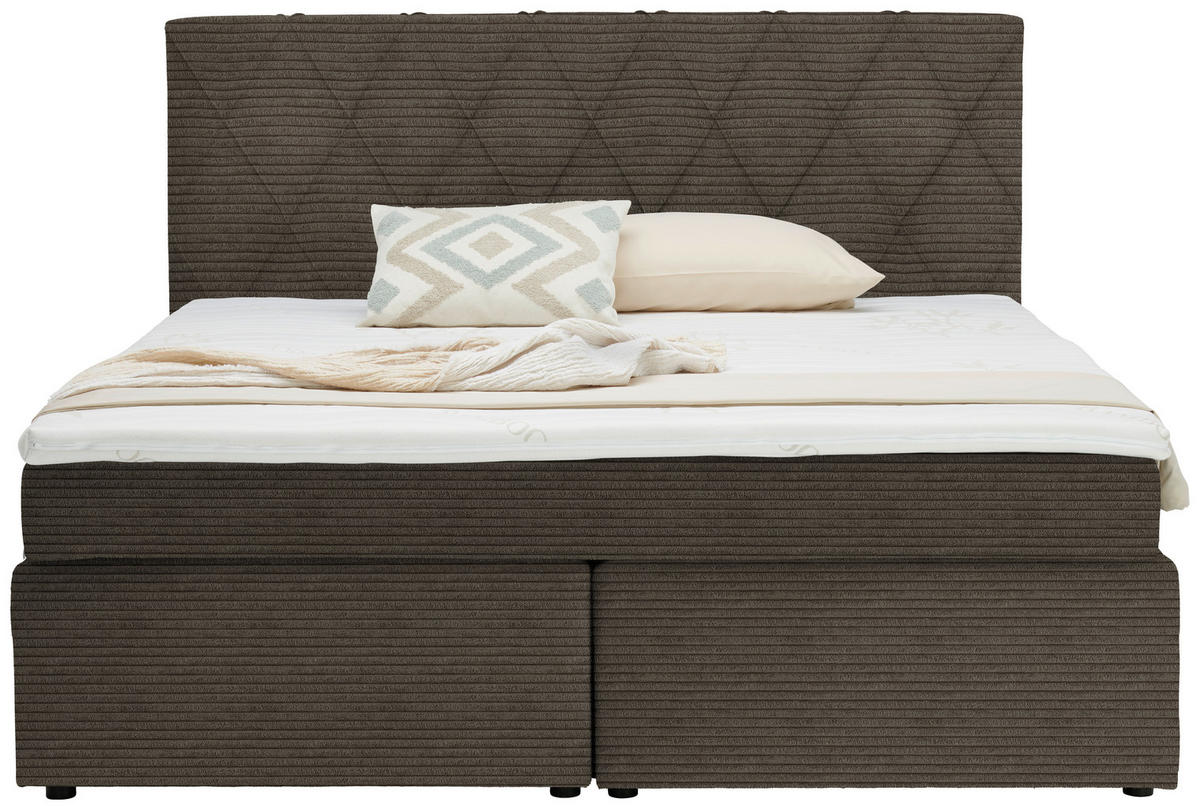 BOXSPRINGBETT 160/200 cm  in Braun  - Schwarz/Braun, Design, Holzwerkstoff/Kunststoff (160/200cm) - Xora