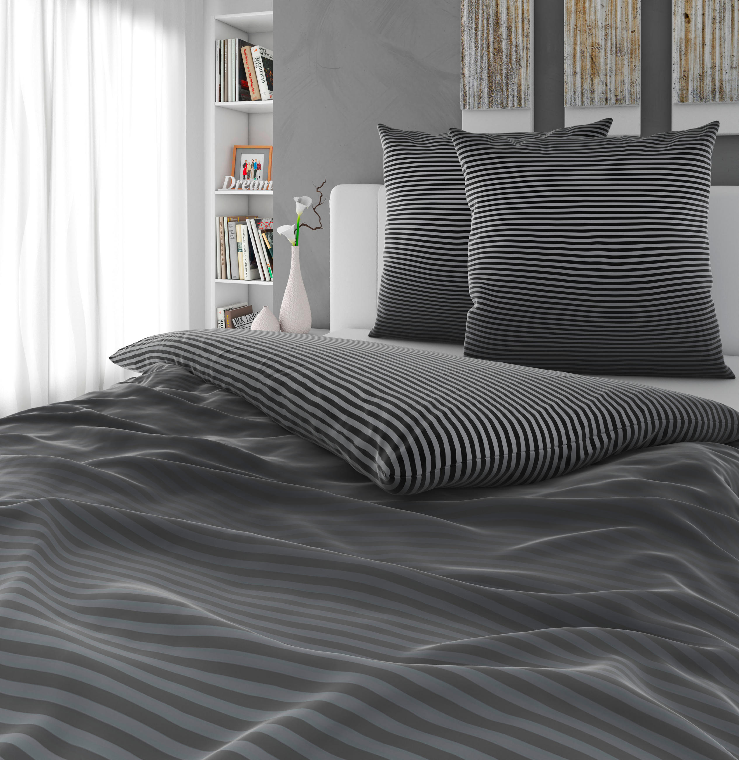 BETTWÄSCHE Satin 200/200 cm  - Anthrazit, Textil (200/200cm) - Novel