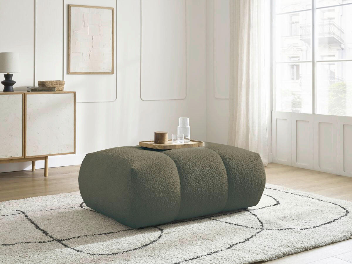 HOCKER FUJI  Bouclé Grün  - Schwarz/Grün, MODERN, Kunststoff/Textil (112/44/80cm)