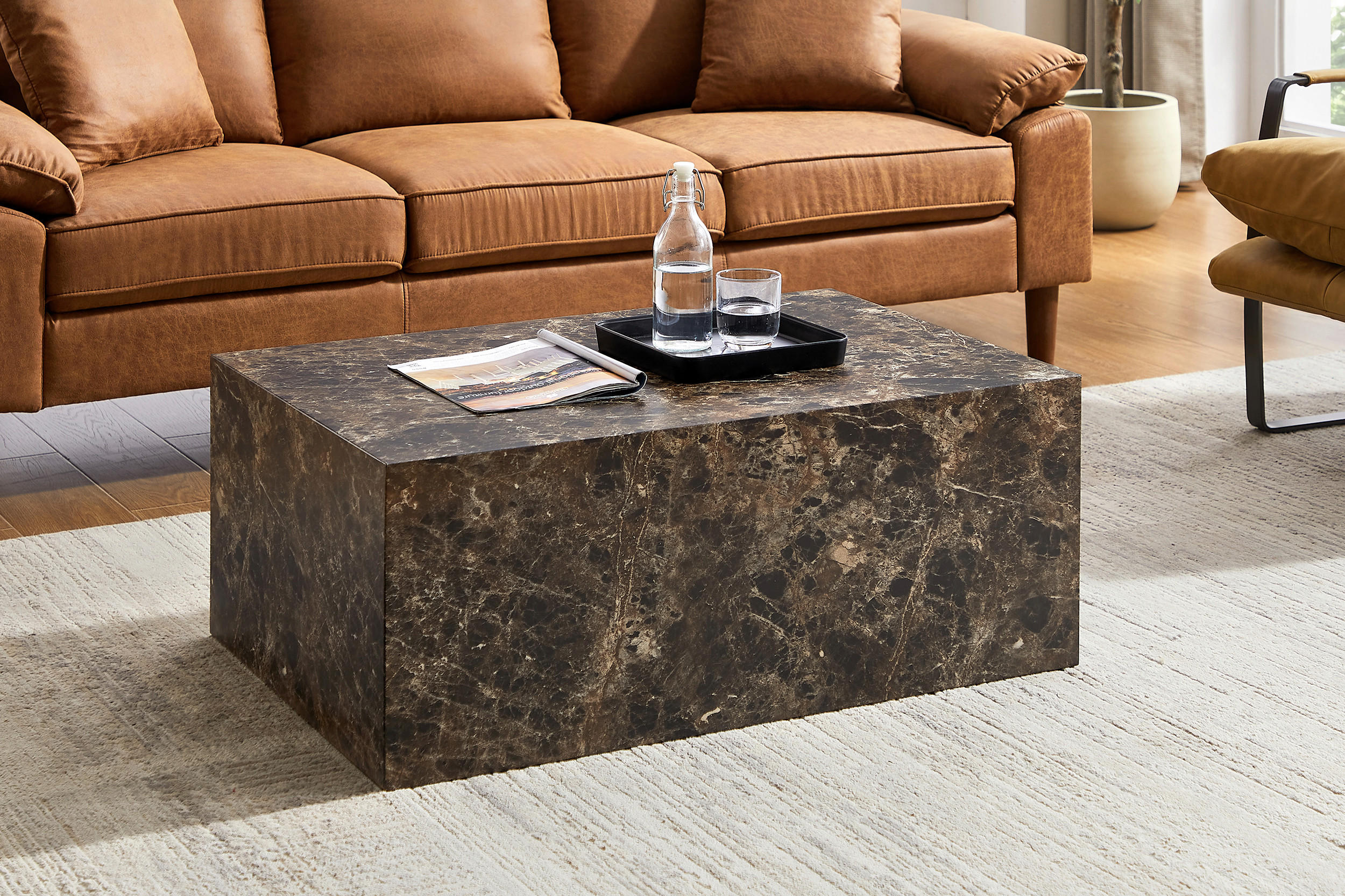 COUCHTISCH 90/60/35 cm rechteckig Braun  - Braun, Design, Holzwerkstoff (90/60/35cm) - Livetastic