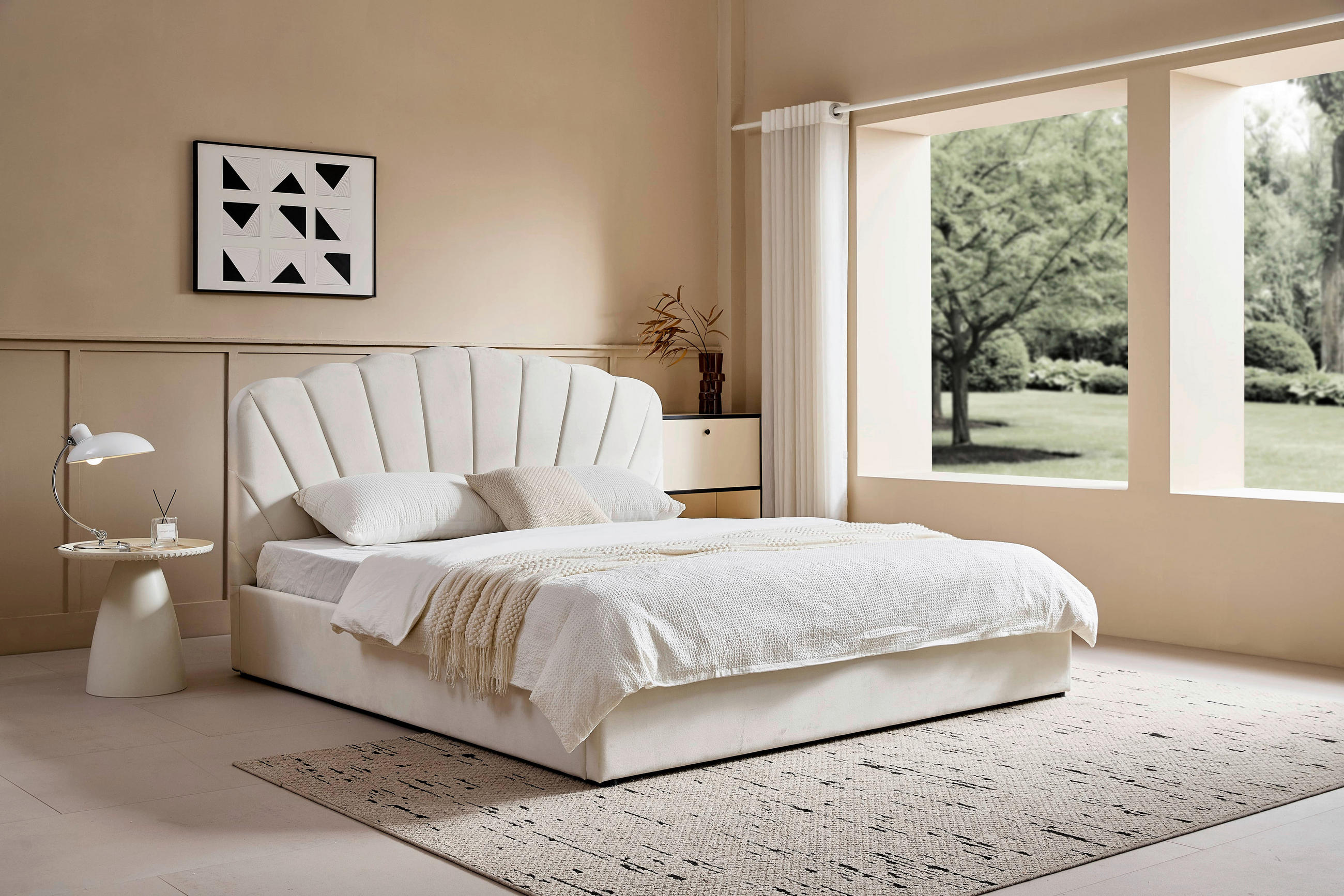 POLSTERBETT Lattenrost, Bettkasten 180/200 cm  in Beige  - Beige/Schwarz, Trend, Holz/Kunststoff (180/200cm) - Ambia Home