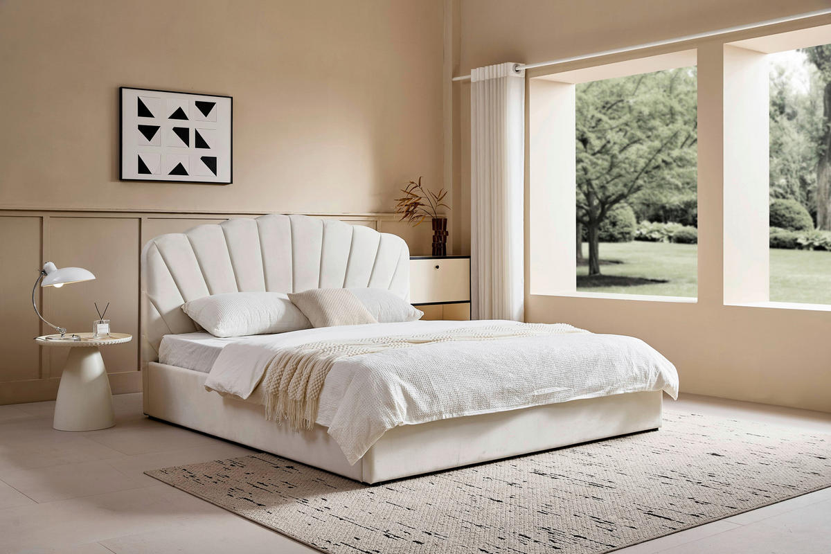 POLSTERBETT 180/200 cm, inkl. Lattenrost, Bettkasten,  in Beige  - Beige/Schwarz, Trend, Holz/Kunststoff (180/200cm) - Ambia Home