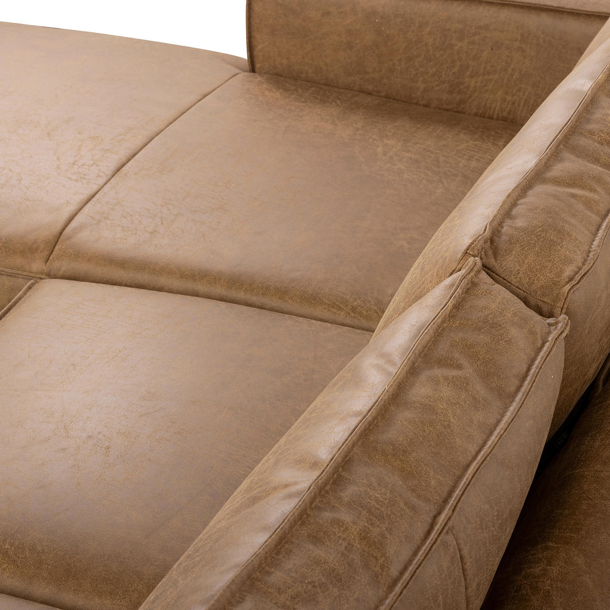 ECKSOFA Beige Echtleder Lederlook Rücken echt  - Beige, Design, Leder/Textil (166/238cm) - Livetastic