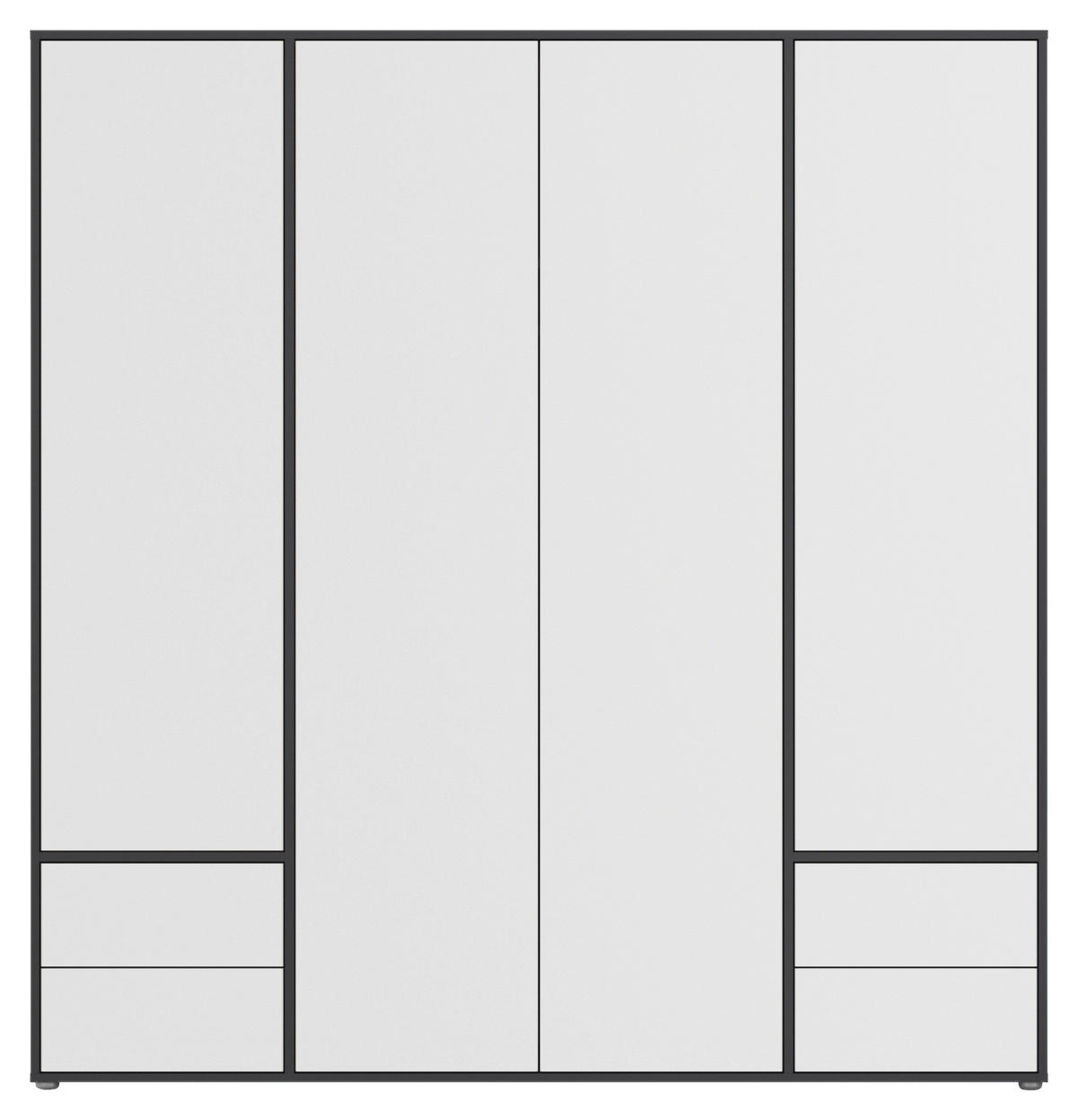 DREHTÜRENSCHRANK in Grau, Weiss  - Weiss/Grau, Modern, Holzwerkstoff (187/194/53cm) - Rauch Möbel