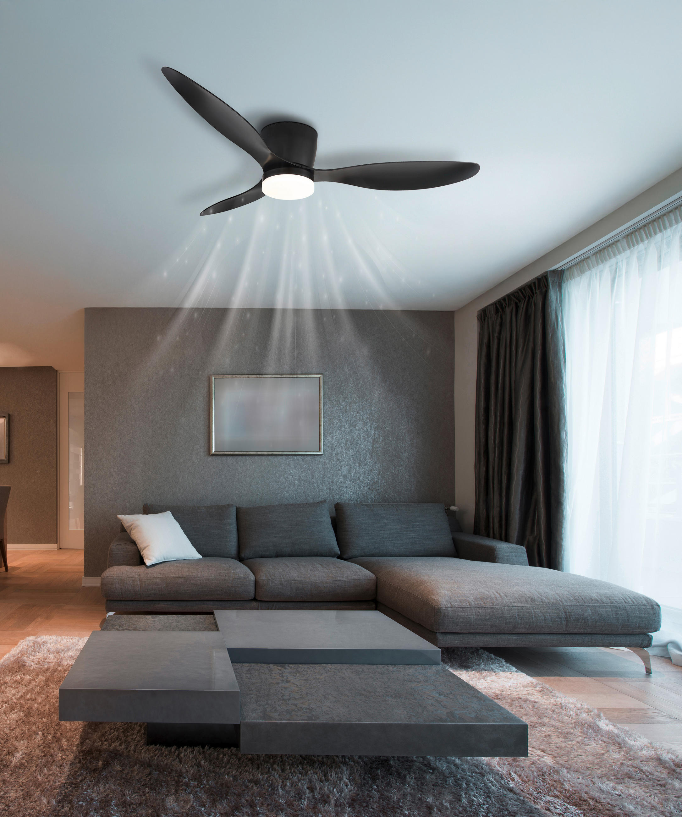 DECKENVENTILATOR - Schwarz/Weiß, Basics, Kunststoff/Metall (22,6/131,50cm) - Globo