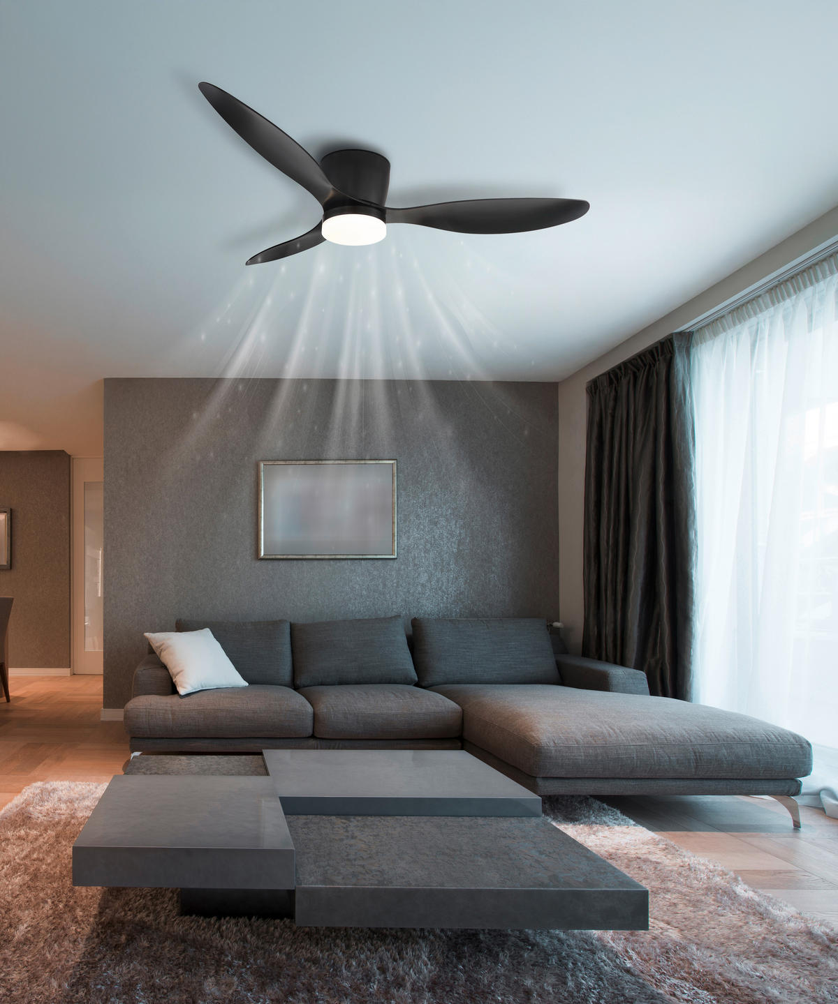 DECKENVENTILATOR - Schwarz/Weiß, Basics, Kunststoff/Metall (22,6/131,50cm) - Globo