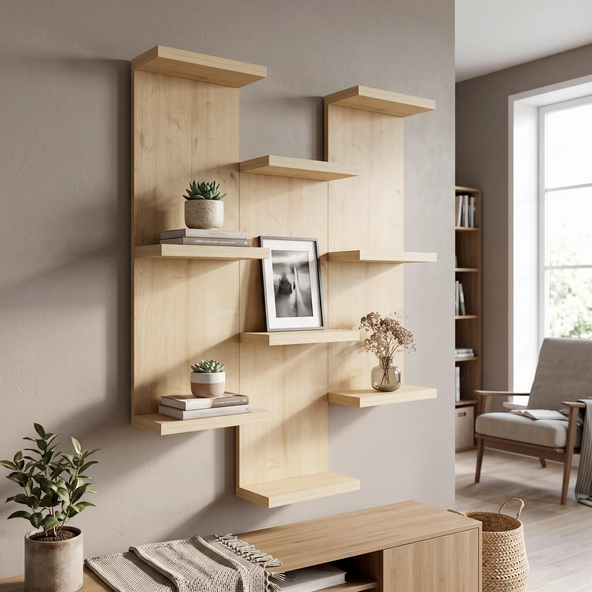 WANDREGAL 58,8/74,1/21,4 cm  - Eichefarben, Design, Holzwerkstoff (58,8/74,1/21,4cm) - MID.YOU