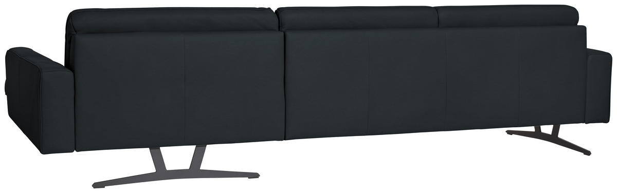 ECKSOFA in Echtleder Anthrazit  - Anthrazit, Konventionell, Leder/Metall (324/179cm) - Johann Jakob