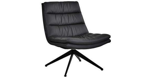 DESIGNSESSEL in Echtleder Schwarz  - Schwarz, Design, Leder/Metall (62.5/82/80cm) - Dieter Knoll