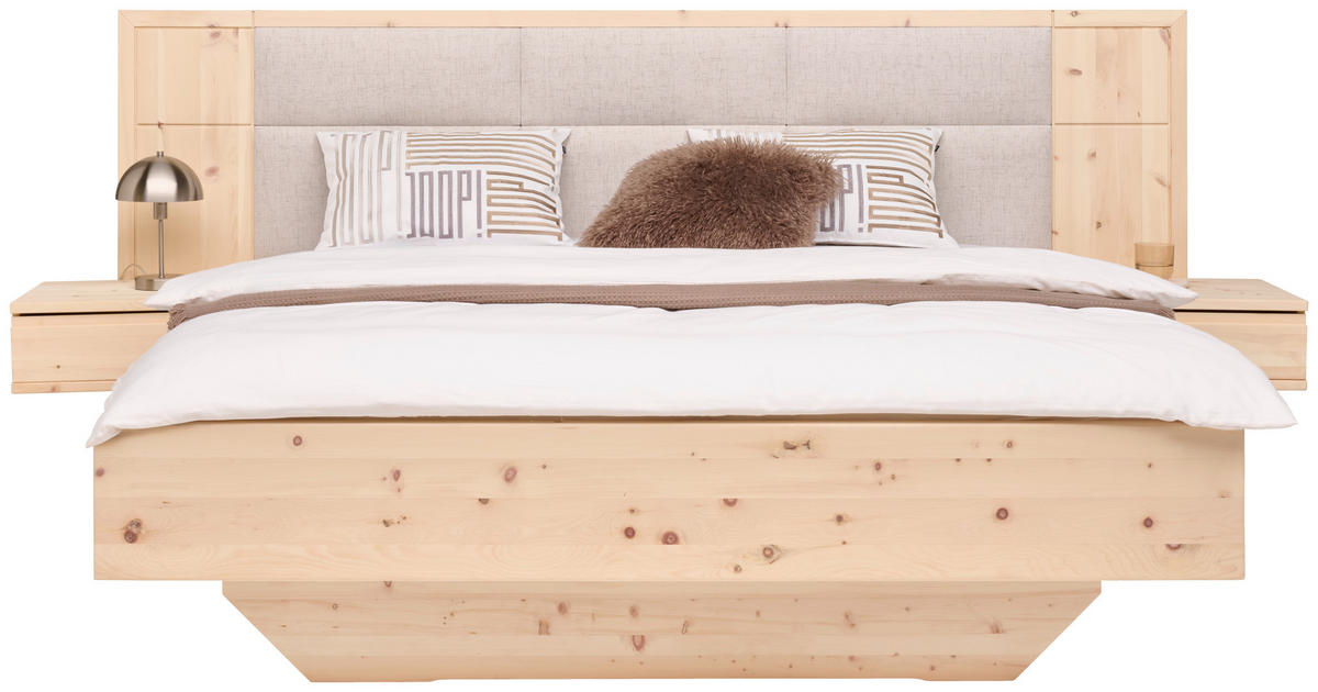 BETTANLAGE in Zirbelkieferfarben, Beige  - Zirbelkieferfarben/Beige, Natur, Holz/Textil (180/200cm) - Linea Natura