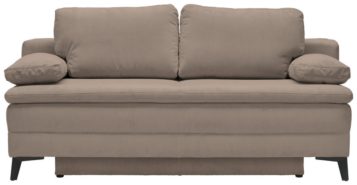 BOXSPRINGSOFA in Cord Taupe  - Taupe/Schwarz, Design, Textil/Metall (200/100/108cm) - Novel