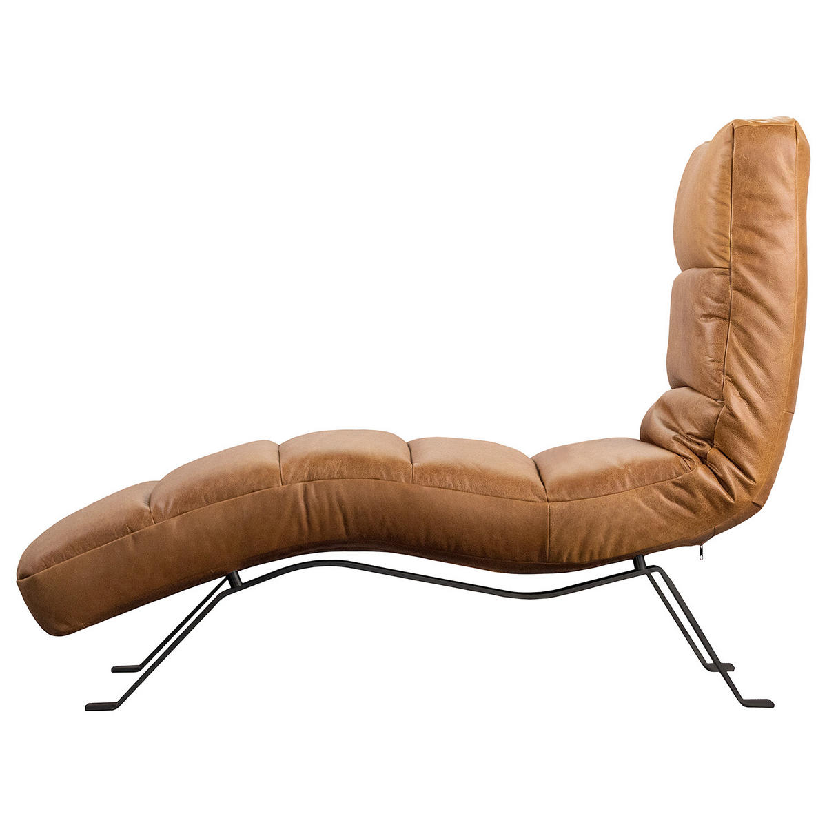 RELAXLIEGE in Echtleder Cognac  - Cognac/Schwarz, Design, Leder/Metall (65/65-95/171cm) - Livetastic