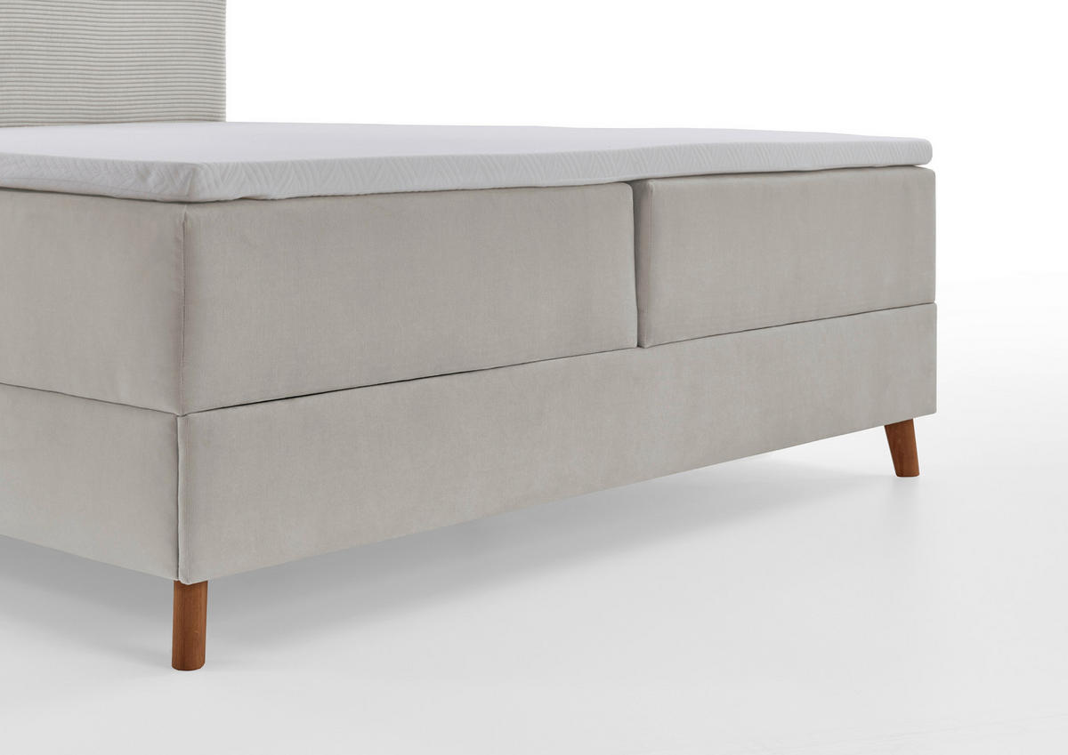 BOXSPRINGBETT 180/200 cm  in Beige  - Eichefarben/Beige, Design, Holz/Textil (180/200cm) - Boxxx