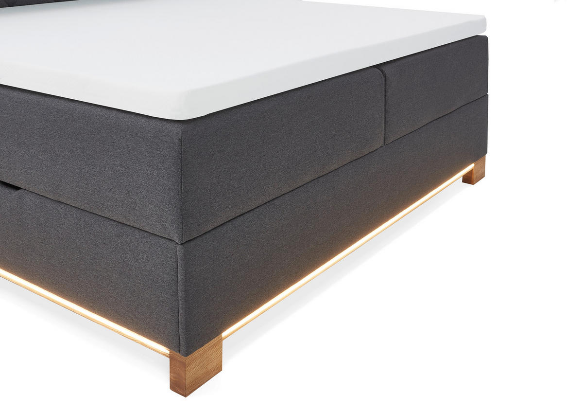 BOXSPRINGBETT 180/200 cm  in Anthrazit  - Anthrazit, Design, Holz/Holzwerkstoff (180/200cm) - Xora