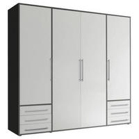 DREHTÜRENSCHRANK in Graphitfarben, Weiss  - Weiss/Silberfarben, Modern, Holzwerkstoff/Kunststoff (206/194/58cm) - Livetastic