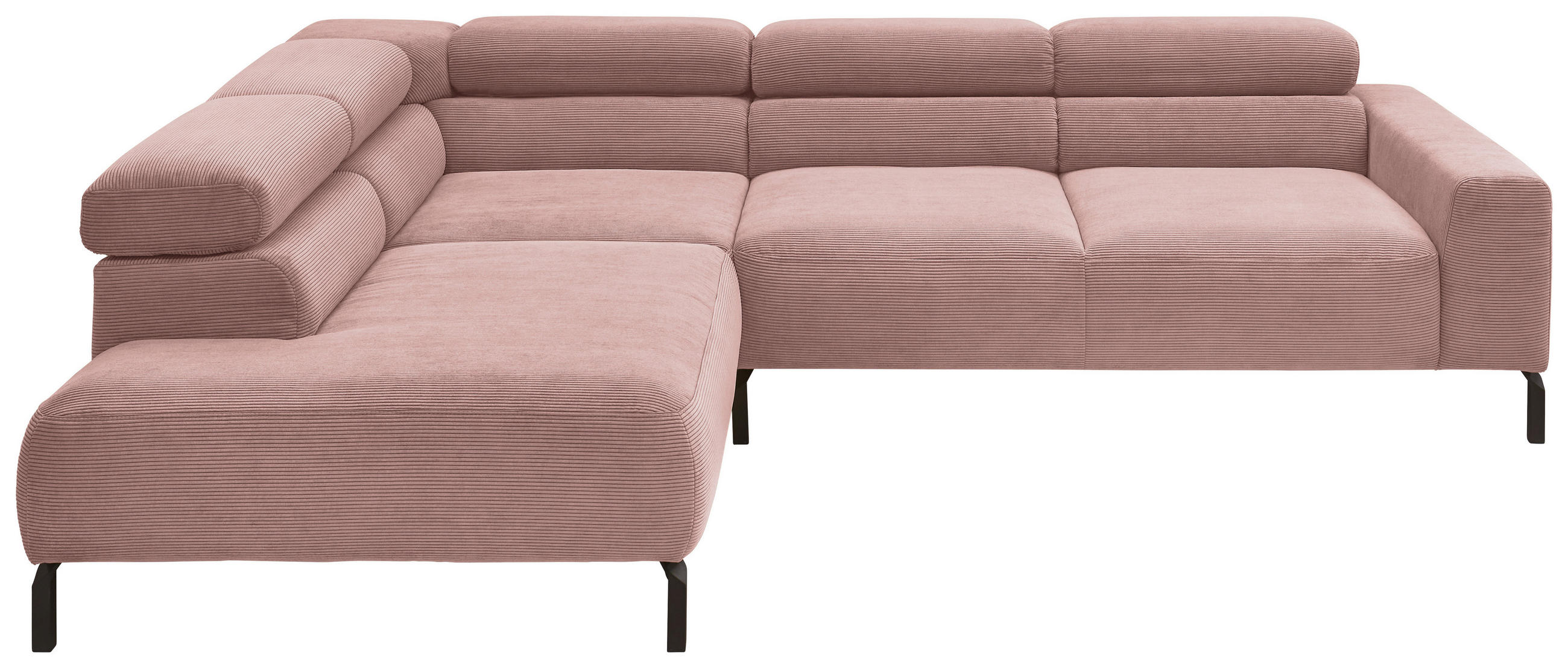 ECKSOFA inkl. Funktion Altrosa Feincord  - Schwarz/Altrosa, Design, Textil/Metall (219/273cm) - Pure Home Lifestyle