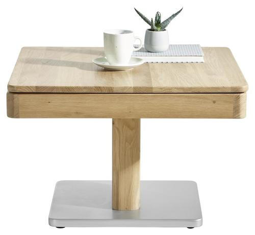 TABLE BASSE in Holz 70/70/45,5 cm  - Eichefarben/Alufarben, Natur, Holz/Holzwerkstoff (70/70/45,5cm) - Linea Natura