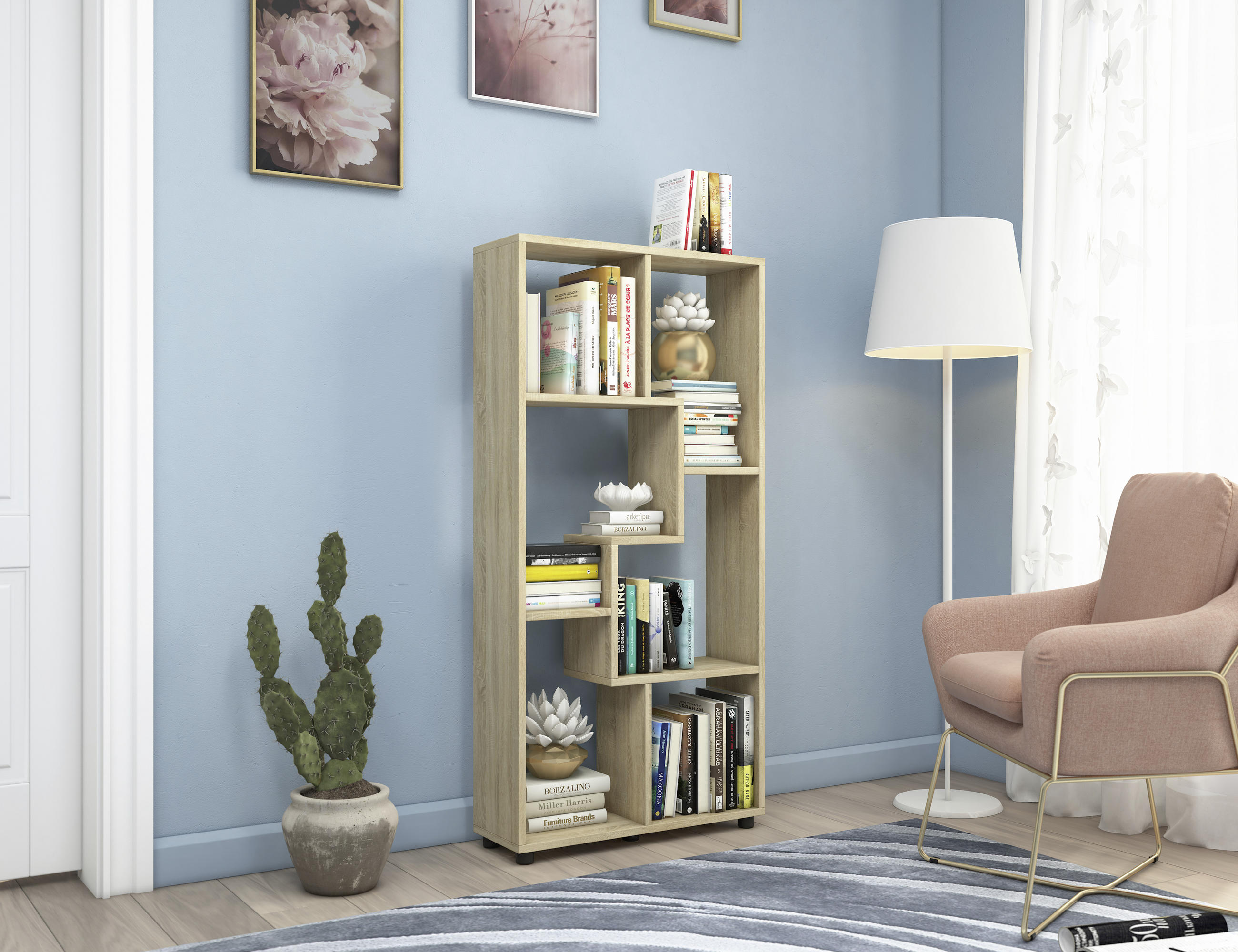 REGAL Sonoma Eiche  - Schwarz/Sonoma Eiche, Basics, Holzwerkstoff/Kunststoff (60/119/20cm) - MID.YOU