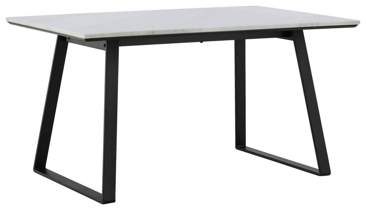 ESSTISCH rechteckig Schwarz, Weiß  - Schwarz/Weiß, Design, Stein/Metall (140/90/75cm) - Livetastic