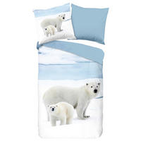 WENDEBETTWÄSCHE Care Biber 135/200 cm  - Blau/Weiß, Natur, Textil (135/200cm)