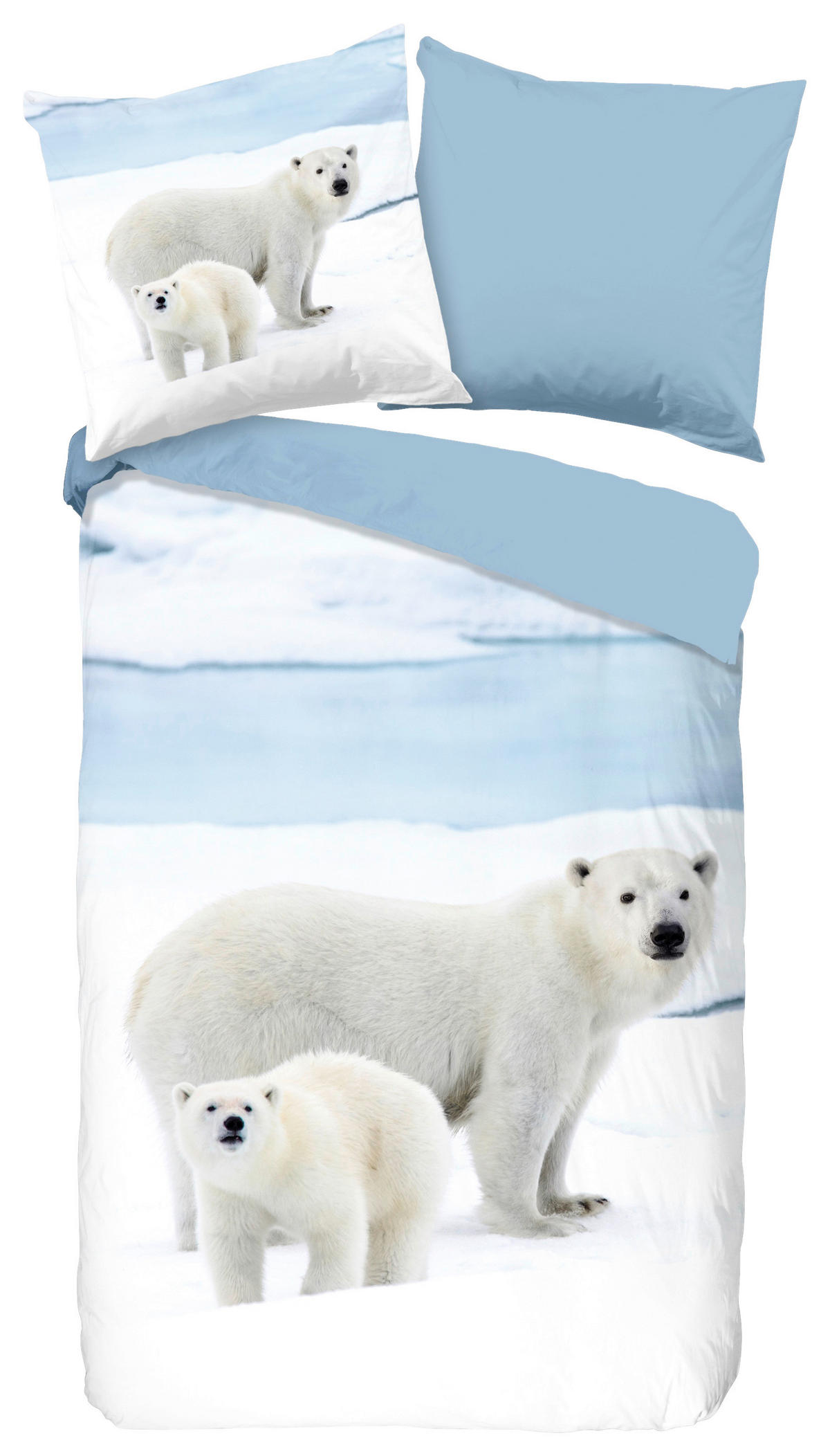 WENDEBETTWÄSCHE Care Biber 135/200 cm  - Blau/Weiß, Natur, Textil (135/200cm)