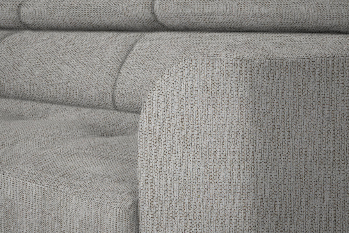 ECKSOFA in Webstoff Beige  - Beige/Schwarz, Design, Textil/Metall (205/280cm) - MID.YOU