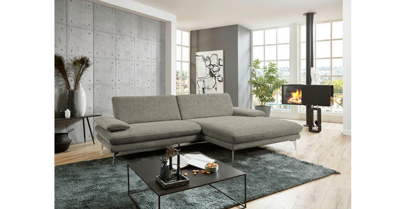ECKSOFA in Velours Grau 284/184 cm - Schwarz/Grau, Design, Textil/Metall (284/184cm) - Dieter Knoll