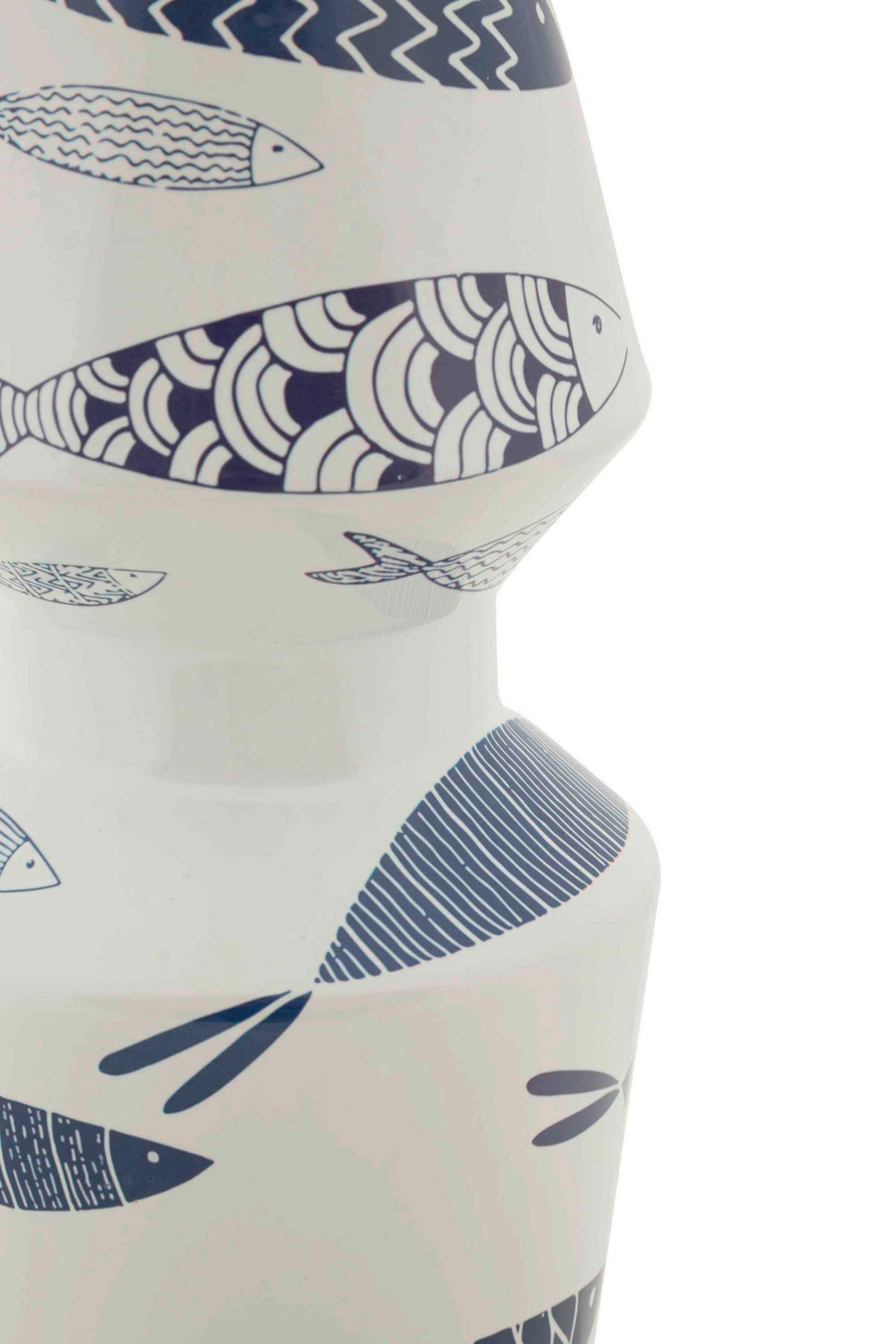 VASE  - Blau/Weiß, Basics, Keramik (14/34/14cm)