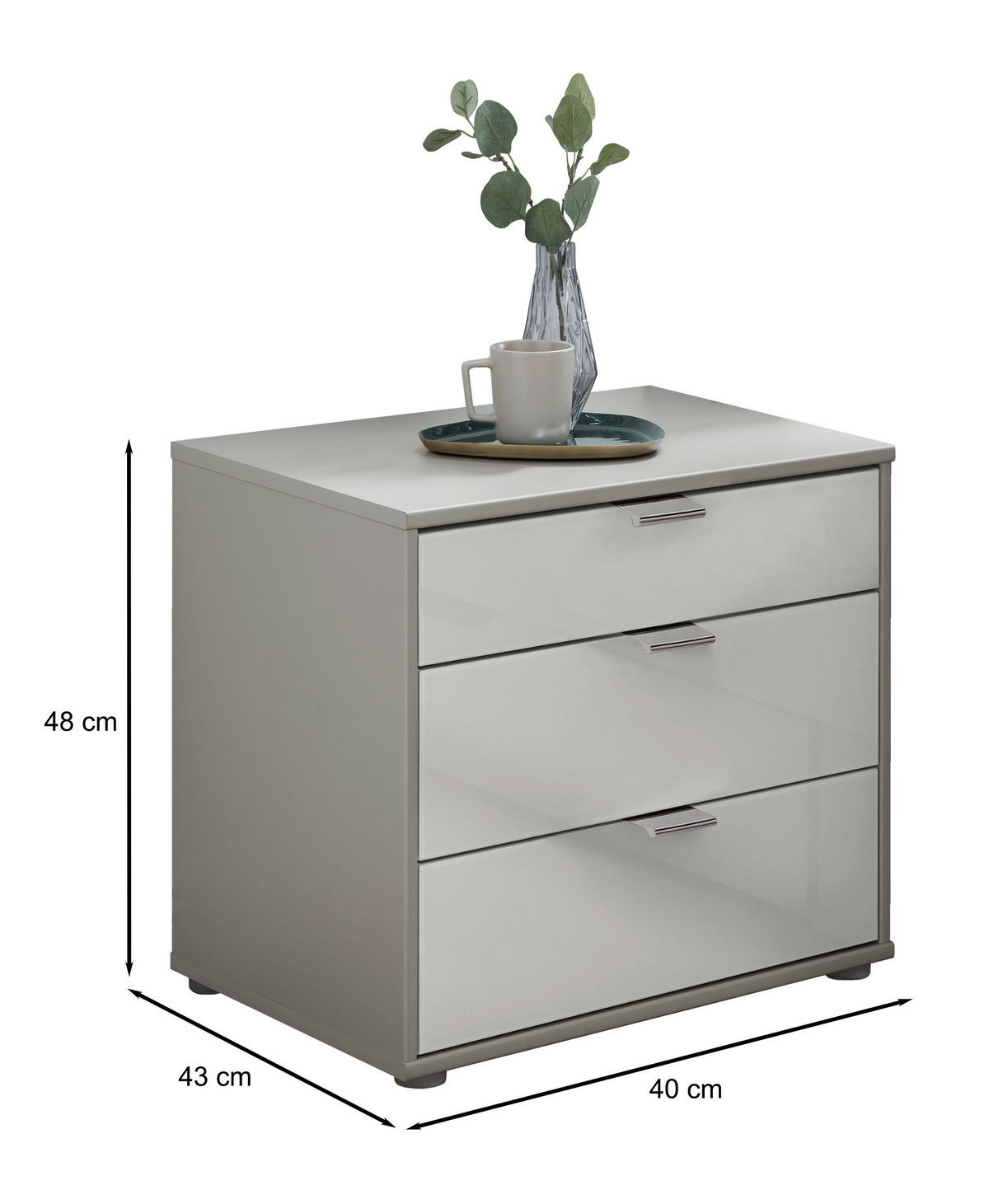 NACHTKÄSTCHEN 40/48/43 cm  in Grau, Weiss  - Chromfarben/Weiss, Konventionell, Glas/Holzwerkstoff (40/48/43cm) - Dieter Knoll