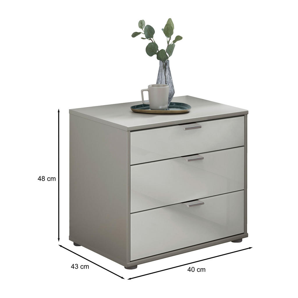 Thumbnail - Dieter Knoll Nachtschrank, Grau, Weiß, Metall, 3 Schubladen, 40x48x43 cm, ISO 9001, Goldenes M, Made in Germany, Typenau...