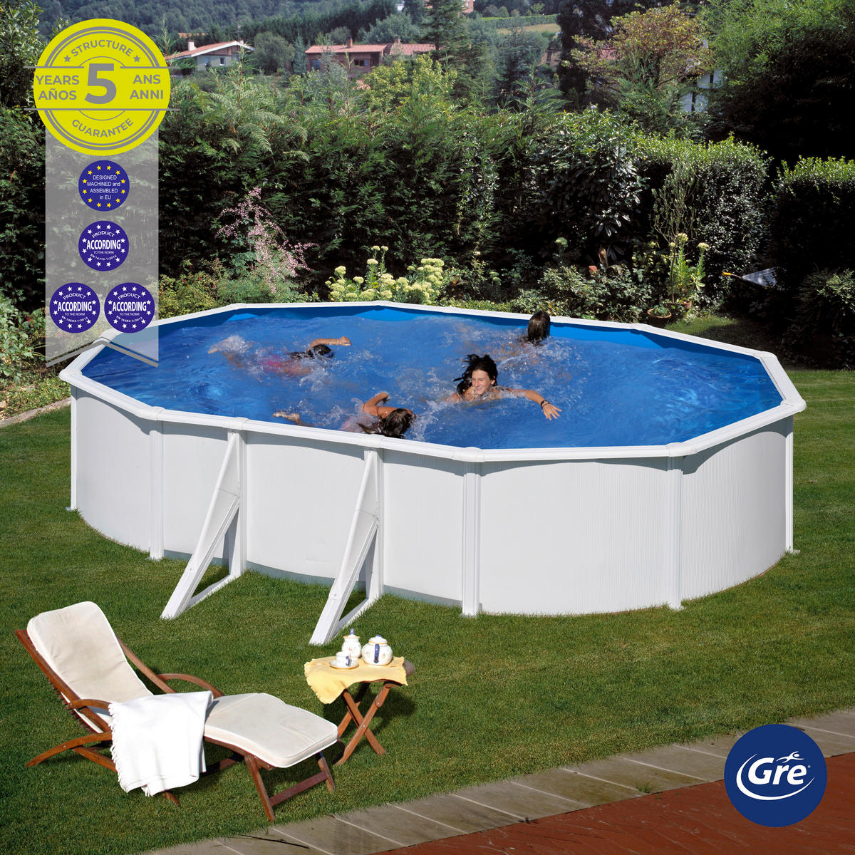 POOL-SET 2024 500/300/120 cm  - Weiß, KONVENTIONELL, Metall (500/300/120cm) - Gre