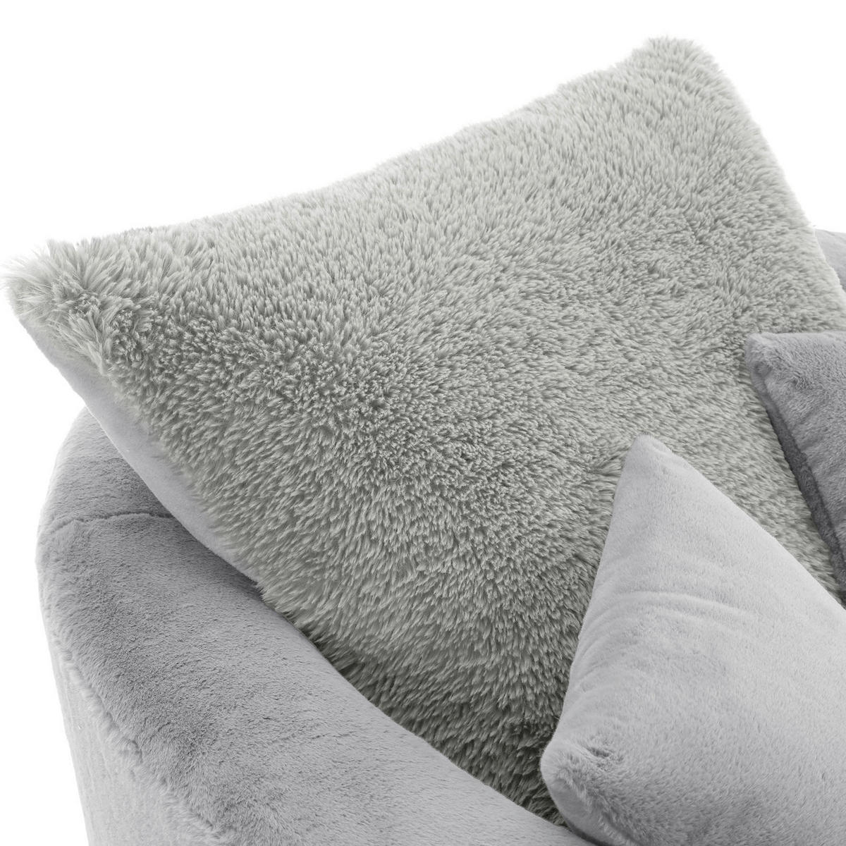 SESSEL in Plüsch Hellgrau  - Hellgrau/Schwarz, KONVENTIONELL, Textil/Metall (115/72/115cm) - Ambia Home