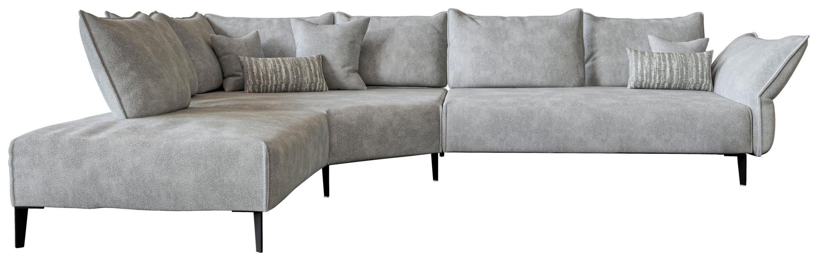 ECKSOFA  in Chenille, Flachgewebe Hellgrau  272/340 cm  - Hellgrau/Schwarz, MODERN, Textil/Metall (272/340cm) - W.Schillig