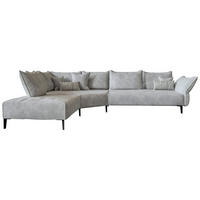 ECKSOFA  in Chenille, Flachgewebe Hellgrau  272/340 cm  - Hellgrau/Schwarz, MODERN, Textil/Metall (272/340cm) - W.Schillig