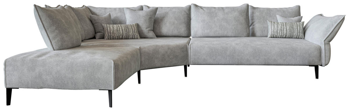 ECKSOFA  in Chenille, Flachgewebe Hellgrau  272/340 cm  - Hellgrau/Schwarz, MODERN, Textil/Metall (272/340cm) - W.Schillig