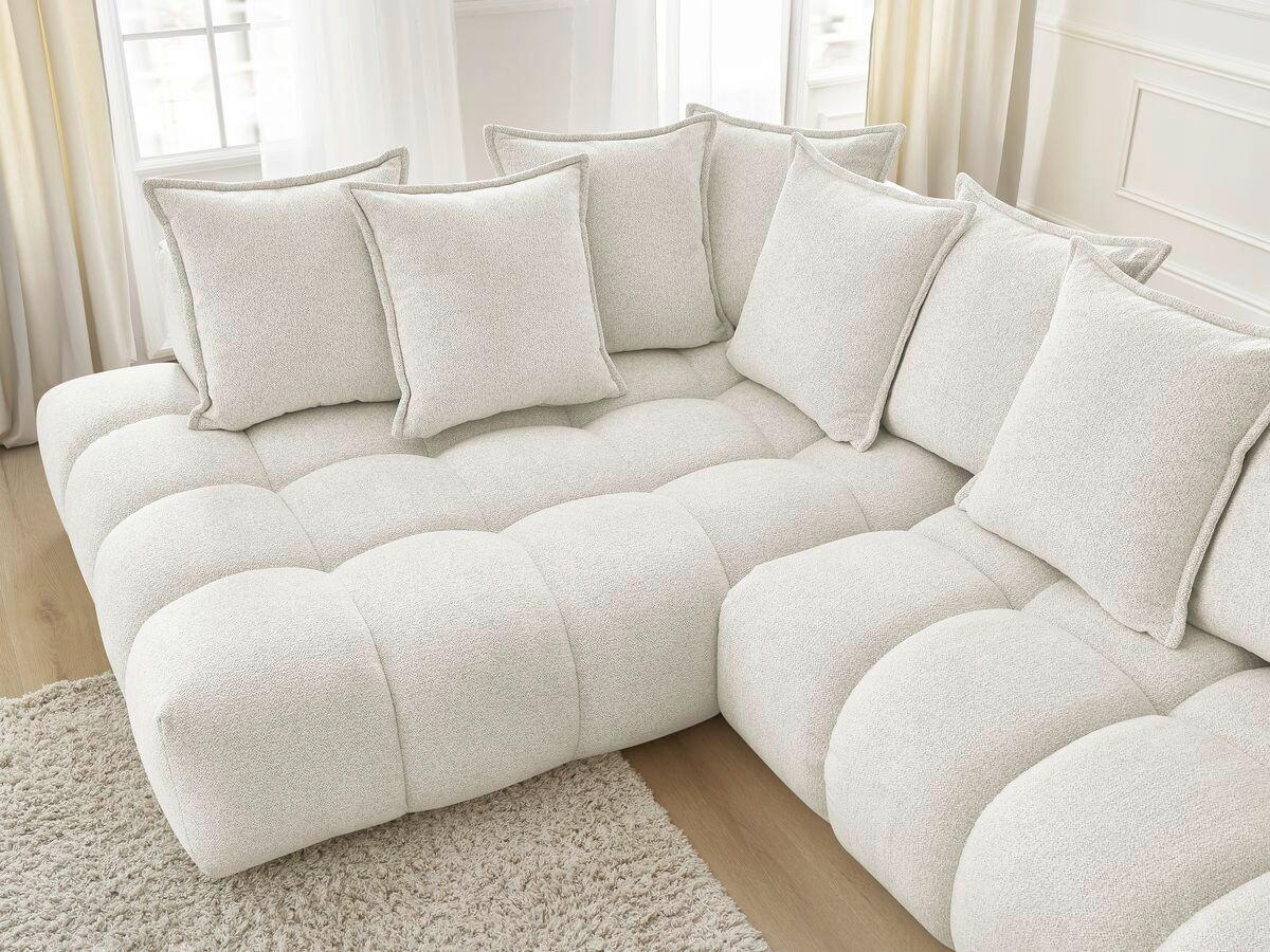 ECKSOFA Ottomane links  EVEREST Weiß Flachgewebe  - Schwarz/Weiß, MODERN, Kunststoff/Textil (210/352cm) - Livetastic